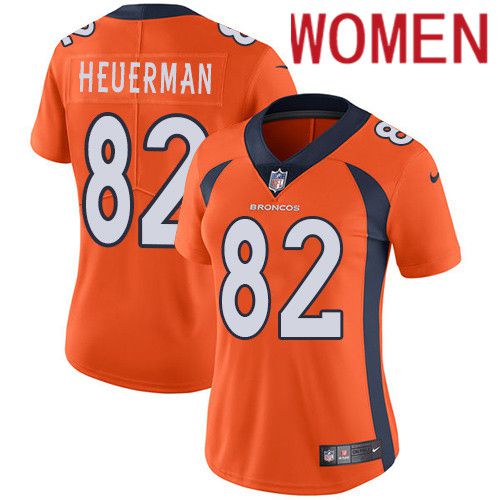 Women Denver Broncos #82 Jeff Heuerman Orange Nike Vapor Limited NFL Jersey->women nfl jersey->Women Jersey
